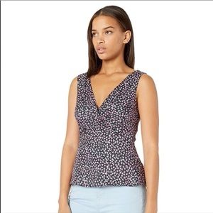 Rebecca Taylor Silk Viscose Mix. Wild Rose Peplum Tank